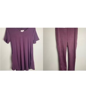 Nadine West Shiela Rose 2 piece set. Purple top & checkered  bottoms.  NWT Large